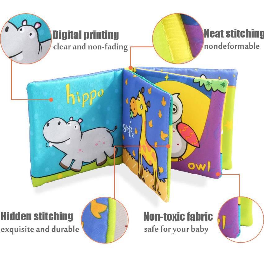 Set 6 carti textile si educative pentru bebelusi, 0 luni+