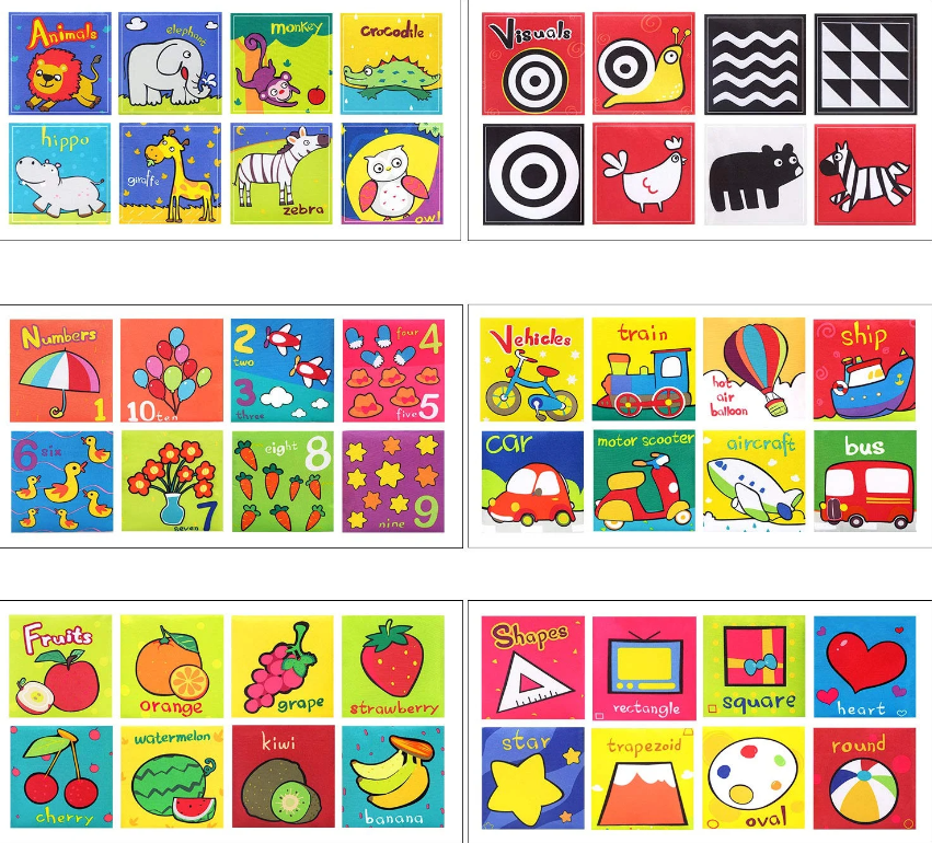 Set 6 carti textile si educative pentru bebelusi, 0 luni+