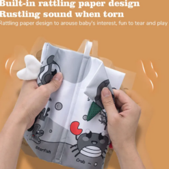 Set 6 carti textile si senzoriale pentru bebelusi, 0 luni, Alb-negru