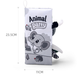 Set 6 carti textile si senzoriale pentru bebelusi, 0 luni, Alb-negru