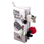 Set 3 carti textile si senzoriale pentru bebelusi, 0 luni, Alb-negru