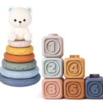 Set cuburi moi pentru bebelusi si turn de sortare, 6 luni+