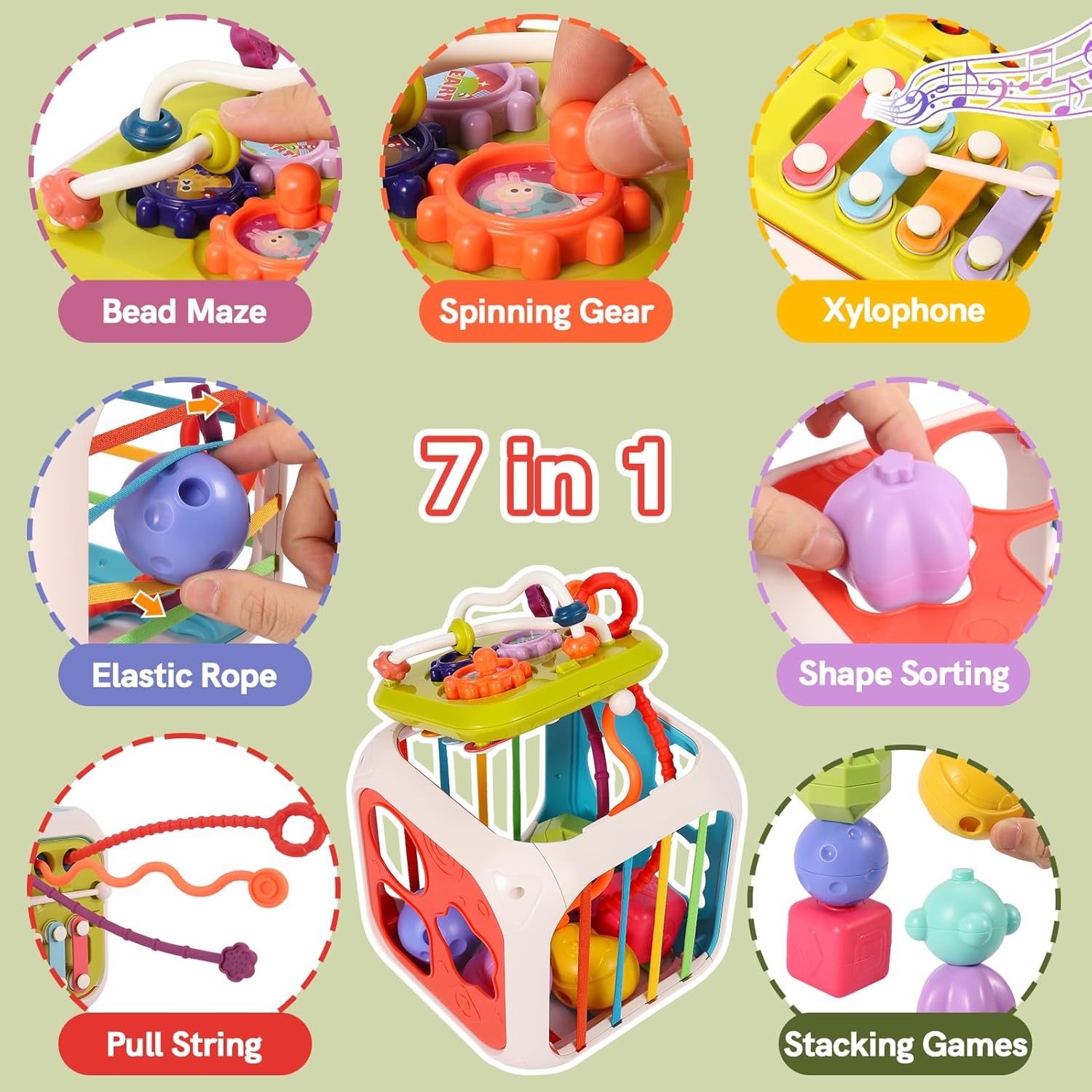 Sortator forme geometrice 7 in 1 activitati, 1 an+