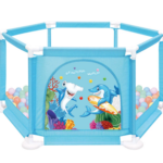 Tarc de joaca pentru copii cu 60 bile incluse, 135 x 62 cm, Albastru