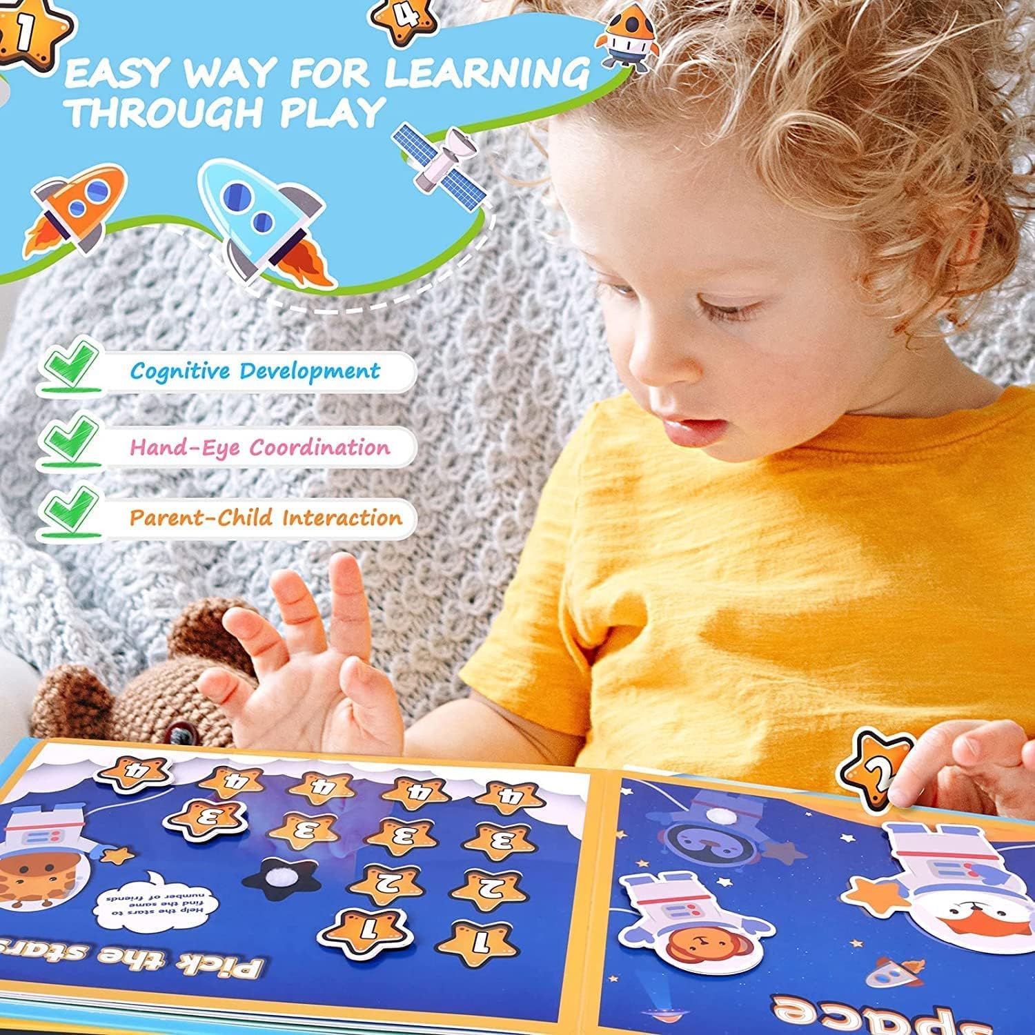 Carte cu stickere reutilizabile, Cosmos, 2 ani+