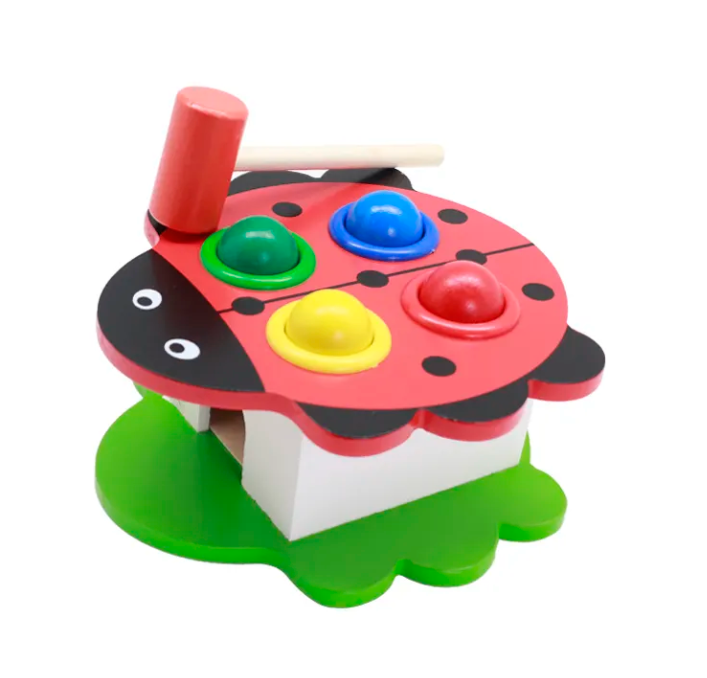 Cutia permanentei Montessori, cu bile si ciocanel