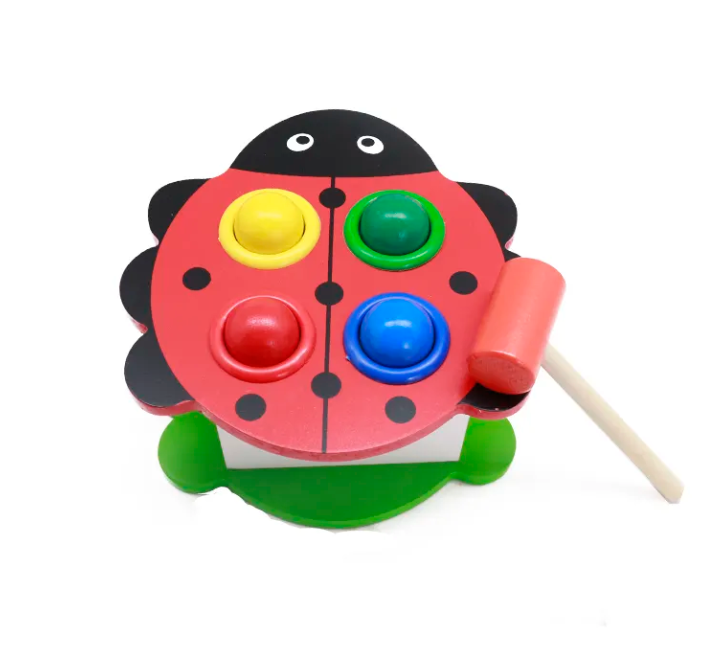 Cutia permanentei Montessori, cu bile si ciocanel