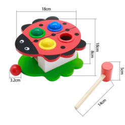 Cutia permanentei Montessori, cu bile si ciocanel