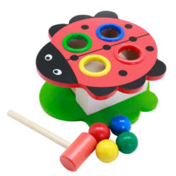 Cutia permanentei Montessori, cu bile si ciocanel