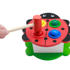 Cutia permanentei Montessori, cu bile si ciocanel