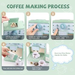 Joc de rol - Aparat de cafea si cana din lemn pentru copii, 3 ani