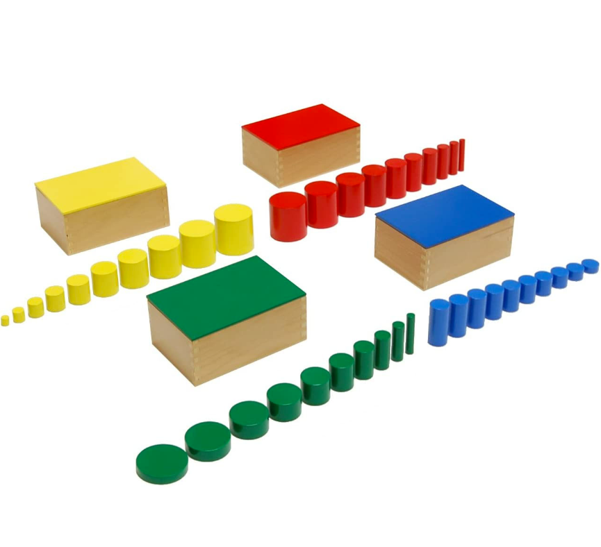 Joc de tip Montessori din lemn, Seturi de cilindri în serii de variație