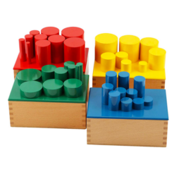 Joc de tip Montessori din lemn, Seturi de cilindri în serii de variație