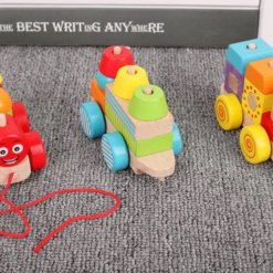 Joc educativ - Trenulet din lemn, joc de stivuire