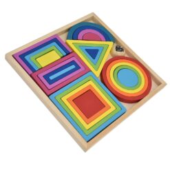 Joc educativ de tip Montessori,Cuburi constructie Curcubeu, 29 piese