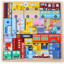Jocul educativ 3D tip Tetris cu mijloace de transport, 30 cm 08