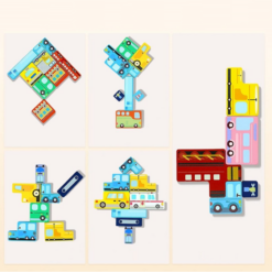 Jocul educativ 3D tip Tetris cu mijloace de transport, 30 cm 08