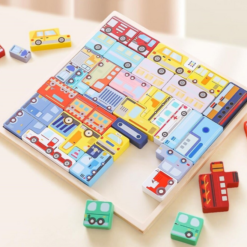 Jocul educativ 3D tip Tetris cu mijloace de transport, 30 cm 08