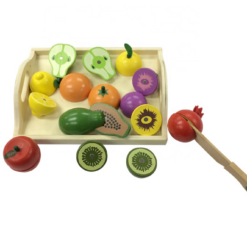 Ladita cu 9 fructe de feliat din lemn, cu magnet, 3 ani