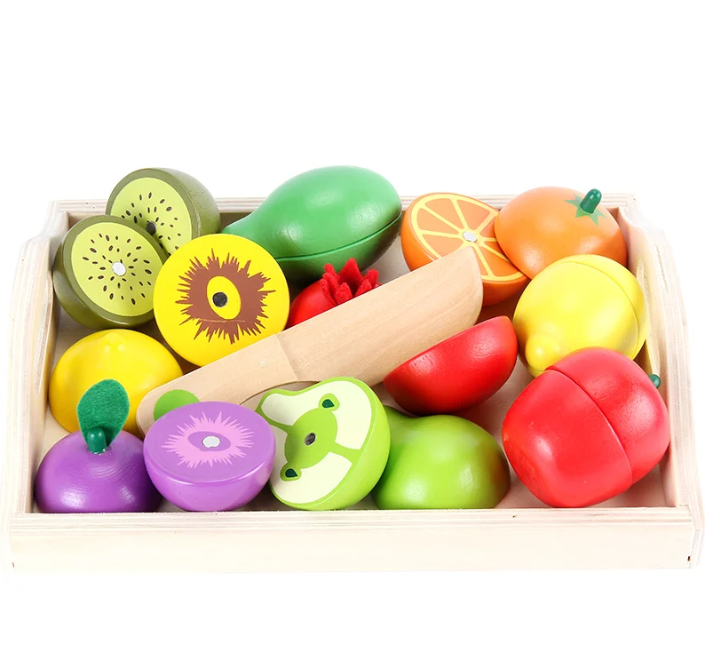 Ladita cu 9 fructe de feliat din lemn, cu magnet, 3 ani