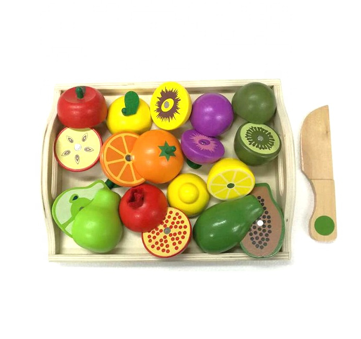 Ladita cu 9 fructe de feliat din lemn, cu magnet, 3 ani