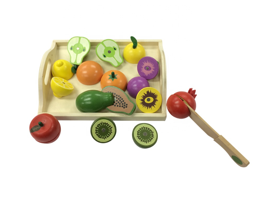 Ladita cu 9 fructe de feliat din lemn, cu magnet, 3 ani