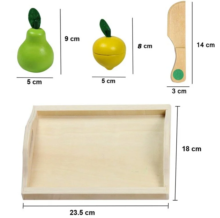 Ladita cu 9 fructe de feliat din lemn, cu magnet, 3 ani