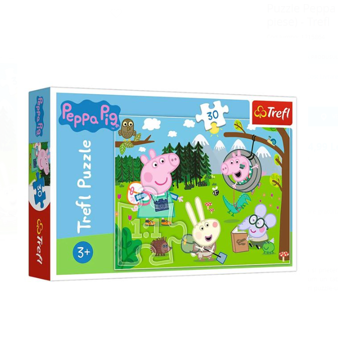 Puzzle carton 30 piese Trefl, Peppa Pig, 3+ ani