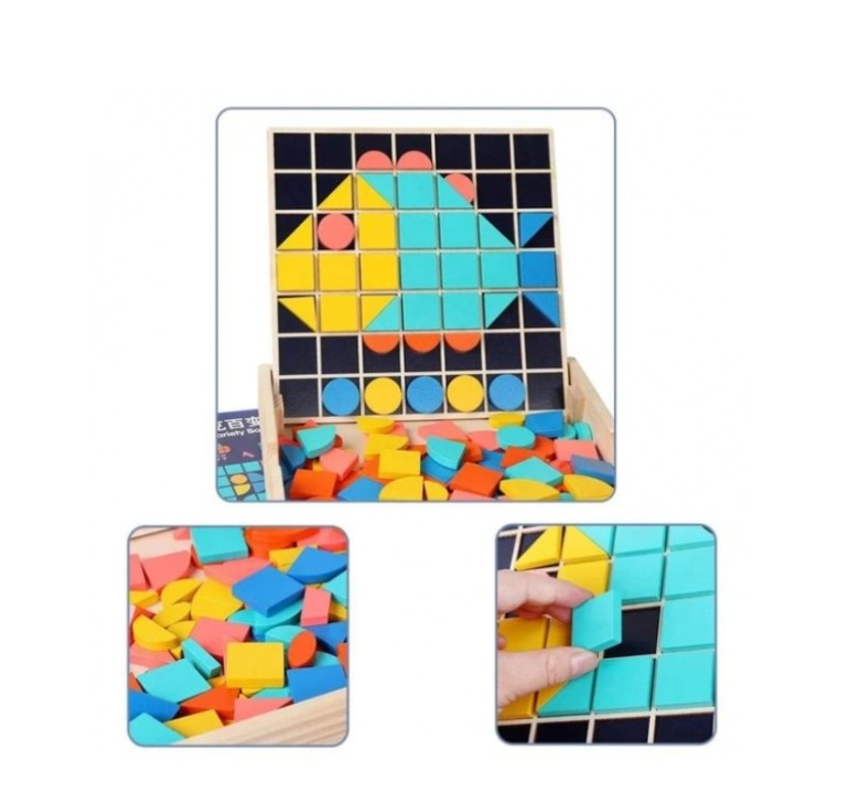 Puzzle educativ, tablita de desenat si joc mozaic, 3 ani+01