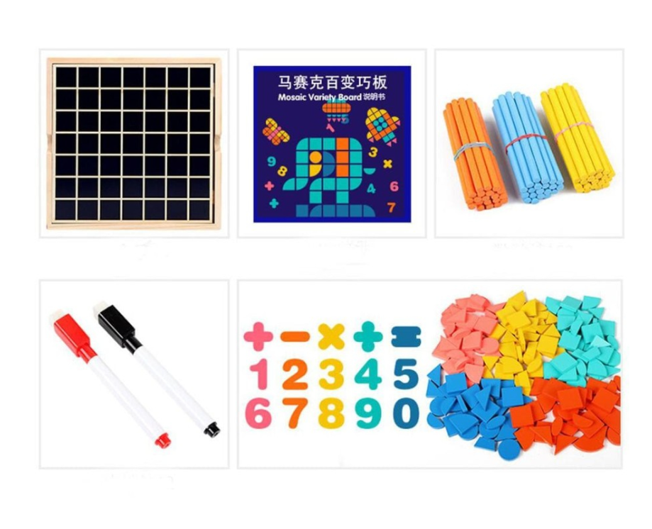 Puzzle educativ, tablita de desenat si joc mozaic, 3 ani+01