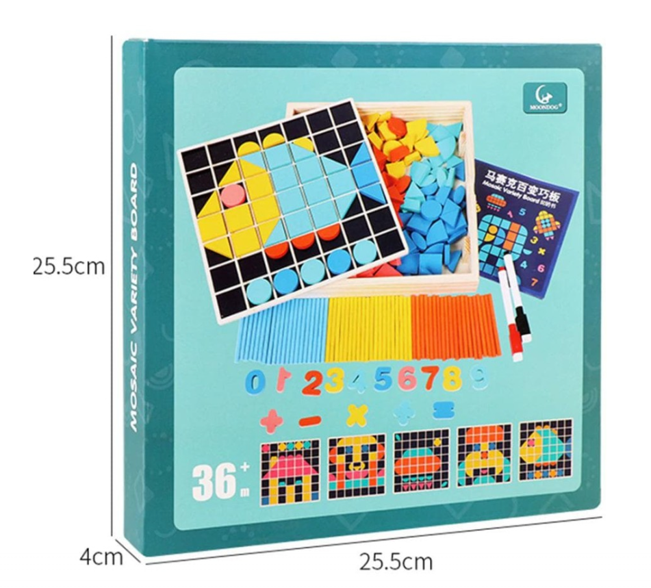 Puzzle educativ, tablita de desenat si joc mozaic, 3 ani+01