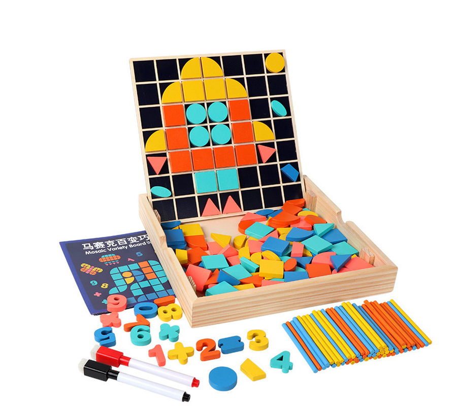 Puzzle educativ, tablita de desenat si joc mozaic, 3 ani+01