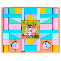 Set educativ de 57 cuburi din lemn, 3 ani