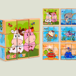 Set educativ de 57 cuburi din lemn, 3 ani