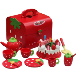 Set serviciu de ceai si tort de feliat din lemn, 3 ani