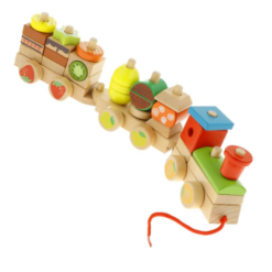 Trenulet din lemn cu piese de stivuit, 3 ani