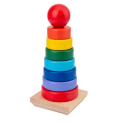 Turn Sortator Montessori din lemn, Curcubeu,21 cm 002