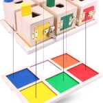 Cutii Montessori cu încuietori și forme geometrice, 6 piese