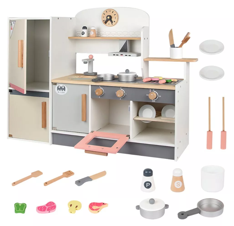 Bucatarie din lemn cu ustensile, pentru copii 65 cm, 3 ani 07