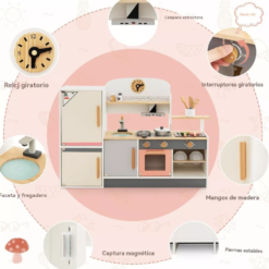Bucatarie din lemn cu ustensile, pentru copii 65 cm, 3 ani 07