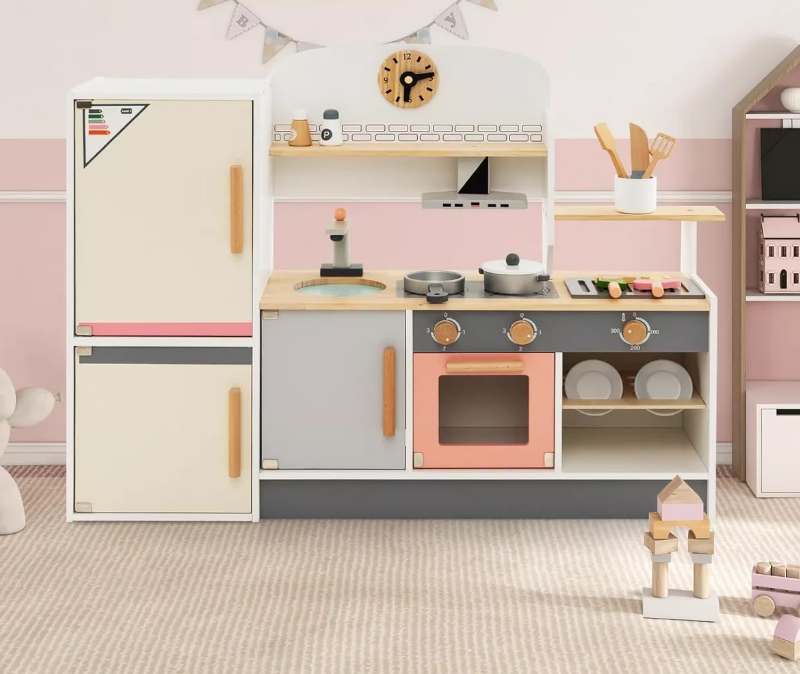 Bucatarie din lemn cu ustensile, pentru copii 65 cm, 3 ani 07