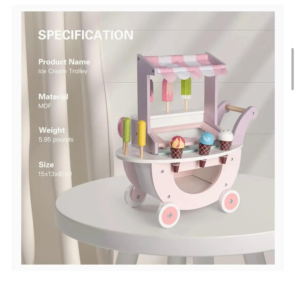 Carucior din lemn, Stand de inghetata, 3 ani