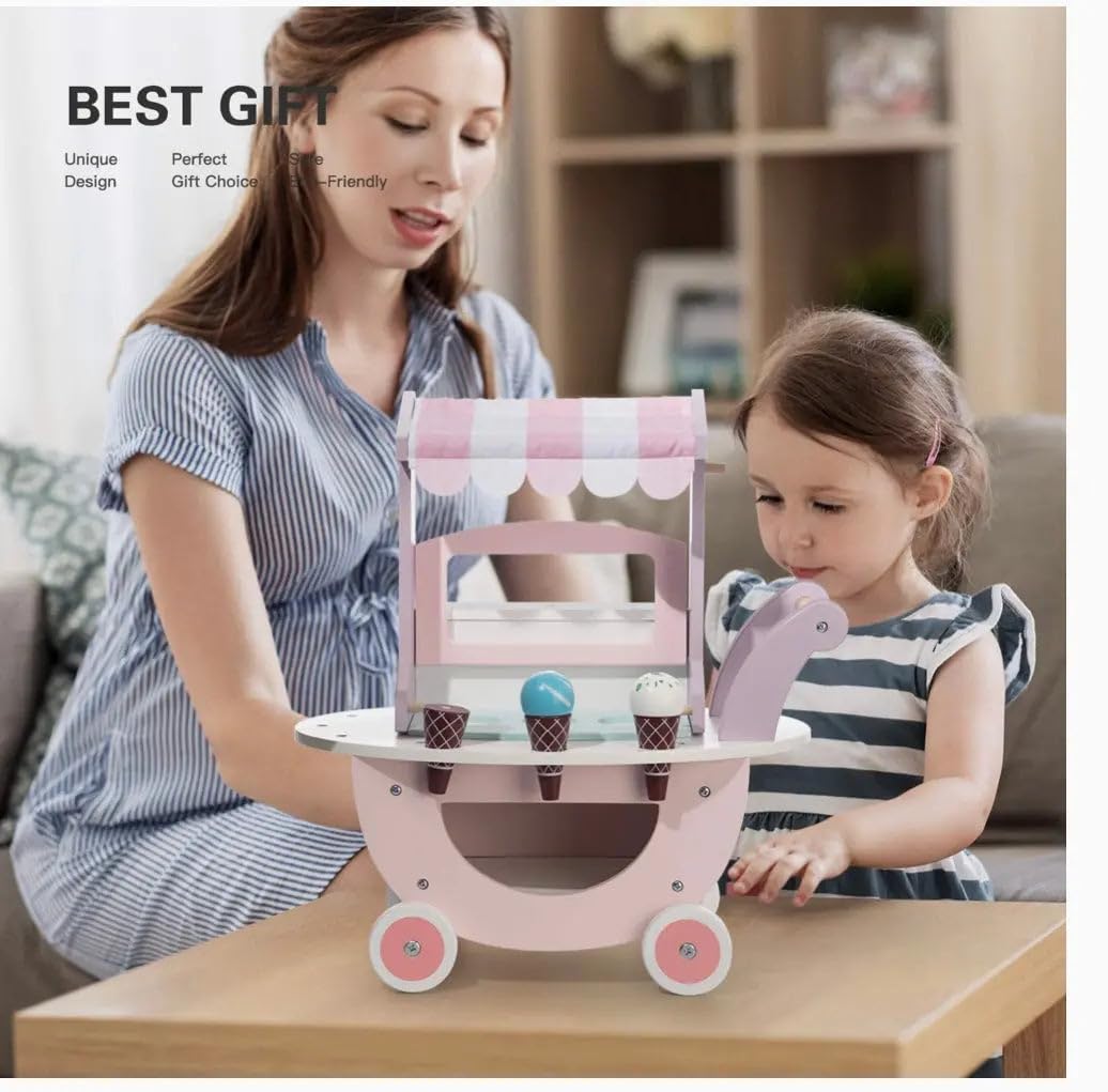 Carucior din lemn, Stand de inghetata, 3 ani