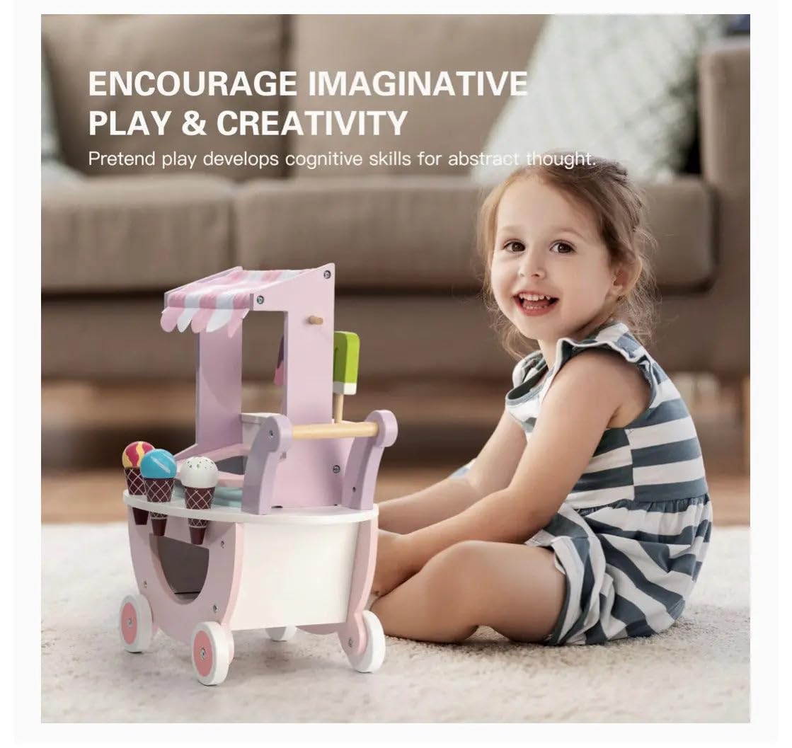 Carucior din lemn, Stand de inghetata, 3 ani