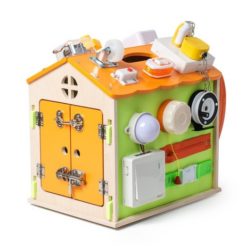 Casuta senzoriala cu 22 activitati Montessori, Busy Board, 3 ani 01