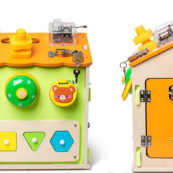 Casuta senzoriala cu 22 activitati Montessori, Busy Board, 3 ani 01