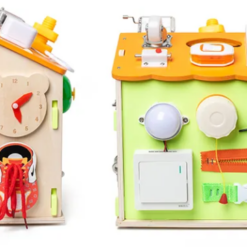 Casuta senzoriala cu 22 activitati Montessori, Busy Board, 3 ani 01