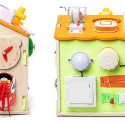 Casuta senzoriala cu 22 activitati Montessori, Busy Board, 3 ani 01