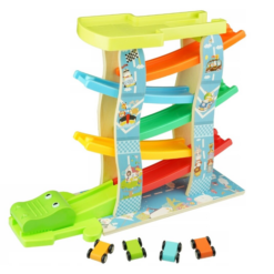 Circuit din lemn cu 6 piste si 4 masinute, 3 ani+ 01