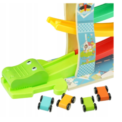 Circuit din lemn cu 6 piste si 4 masinute, 3 ani+ 01